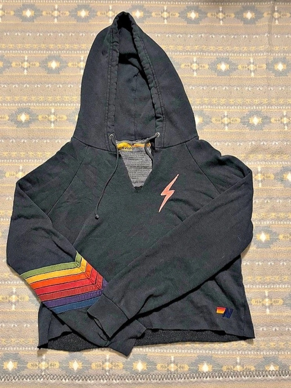 Aviator Nation Bolt Hoodie Black & Red Medium